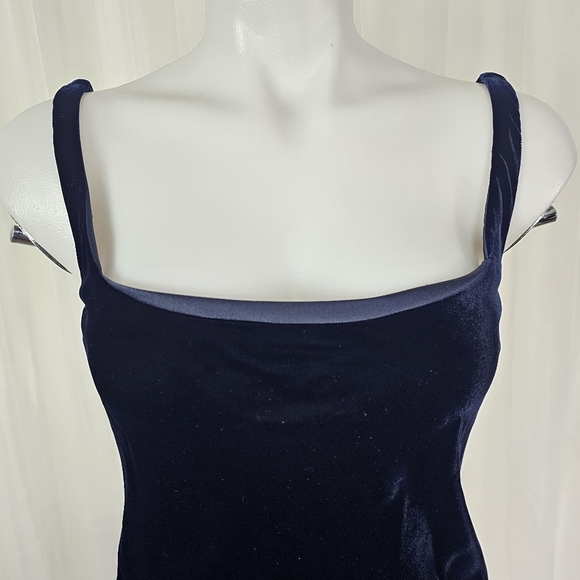 Velasco Andersson Deep Navy Blue Velvet Dress Square Neck Size 8 - Picture 4 of 12